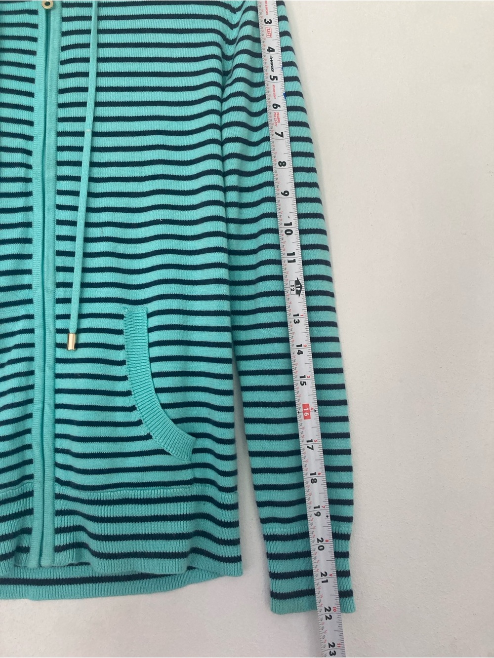 Charter Club Knit Hooded Jacket Women’s Sz P/P Striped Long Sleeve Full Zip - Picture 5 of 14